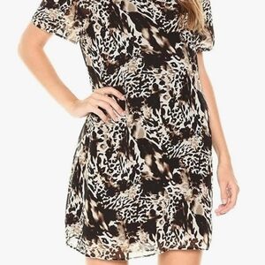 Kensie Animal Print Mini Dress - Black and Brown